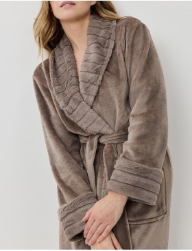 Длинный тёплый халат Aruelle DEMI TAUPE, Цвет: тауп, Размеры: L, изображение 4