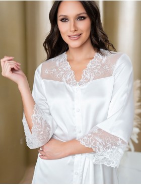 Шелковый халат на пуговицах Mia-Amore AMANDA 3637 белый, Цвет: белый, Размеры: 2XL, изображение 2