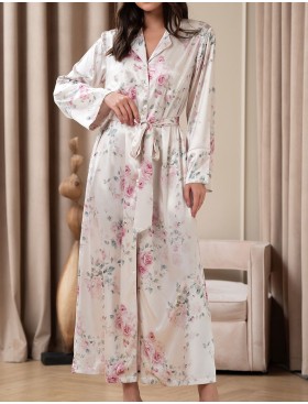 Длинный халат на пуговицах Mia-Amore FELICIA 9037, Цвет: молочный, Размеры: 3XL, изображение 4