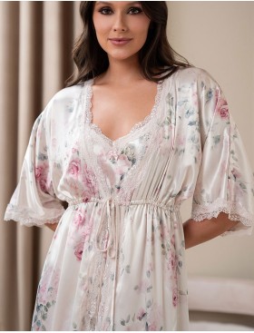 Шелковый пеньюар-накидка Mia-Amore FELICIA 9039, Цвет: молочный, Размеры: 2XL/3XL, изображение 2