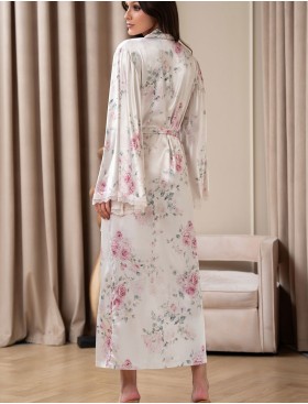 Длинный запашной халат Mia-Amore FELICIA 9049, Цвет: молочный, Размеры: 2XL/3XL, изображение 2