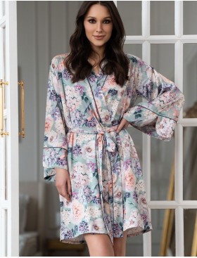 Короткий халат с цветами Mia-Amore MARIEL 4963, Цвет: мультицвет, Размеры: L/XL