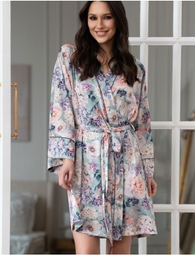 Короткий халат с цветами Mia-Amore MARIEL 4963, Цвет: мультицвет, Размеры: L/XL, изображение 3