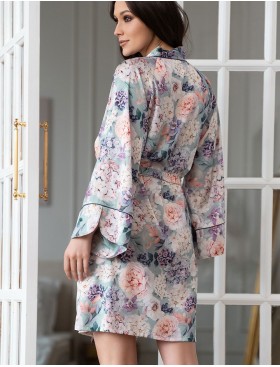 Короткий халат с цветами Mia-Amore MARIEL 4963, Цвет: мультицвет, Размеры: L/XL, изображение 2