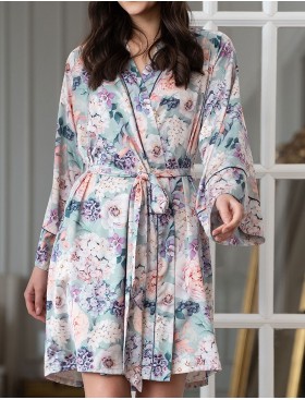Короткий халат с цветами Mia-Amore MARIEL 4963, Цвет: мультицвет, Размеры: L/XL, изображение 4