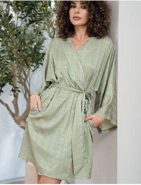 Короткий запашной халат Mia-Amore TOSCANA 9073, Цвет: оливковый, Размеры: S/M