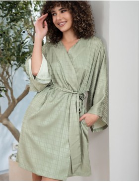 Короткий запашной халат Mia-Amore TOSCANA 9073, Цвет: оливковый, Размеры: S/M, изображение 4