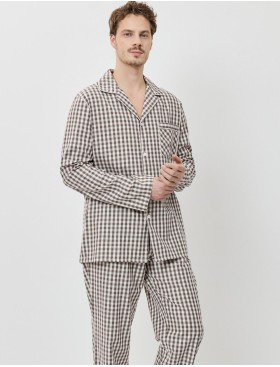 Мужская пижама из хлопка Aruelle SVEN, Цвет: коричневый/бежевый, Размеры: M