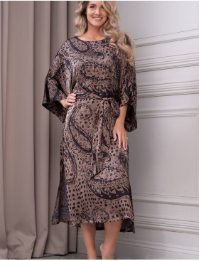 Длинная шелковая туника Mia-Amore AIDA 9054, Цвет: шоколадный, Размеры: 3XL, изображение 4