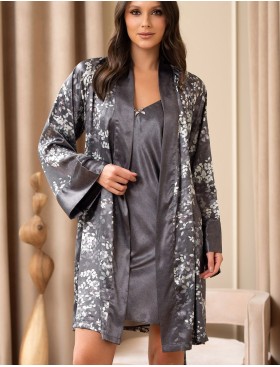 Короткий халат-кимоно Mia-Amore FEDERICA 9103, Цвет: серо-коричневый, Размеры: 2XL/3XL, изображение 3