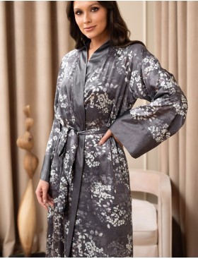 Запашной длинный халат Mia-Amore FEDERICA 9109, Цвет: графитовый, Размеры: 2XL/3XL
