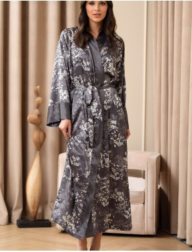 Запашной длинный халат Mia-Amore FEDERICA 9109, Цвет: графитовый, Размеры: 2XL/3XL, изображение 4