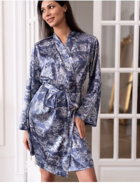 Короткий запашной халат Mia-Amore MARJANI 9003, Цвет: темно-синий, Размеры: 2XL/3XL