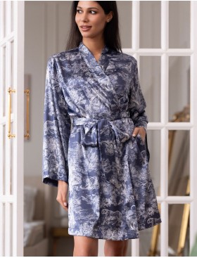 Короткий запашной халат Mia-Amore MARJANI 9003, Цвет: темно-синий, Размеры: 2XL/3XL, изображение 4