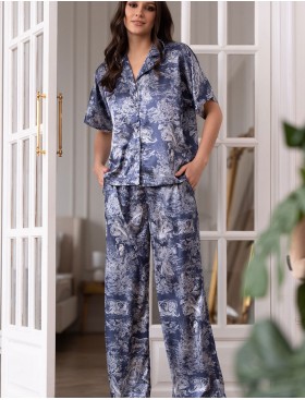 Пижама рубашка с брюками Mia-Amore MARJANI 9004, Цвет: темно-синий, Размеры: L