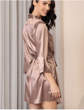 Атласный халат-кимоно Mia-Amore GIGI 2343 карамель, Цвет: карамель, Размеры: 2XL/3XL, изображение 2