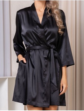 Атласный халат-кимоно Mia-Amore GIGI 2343 черный, Цвет: черный, Размеры: 2XL/3XL, изображение 4