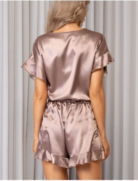 Атласная пижама с рюшами Mia-Amore GIGI 2345 карамель, Цвет: карамель, Размеры: 2XL, изображение 2