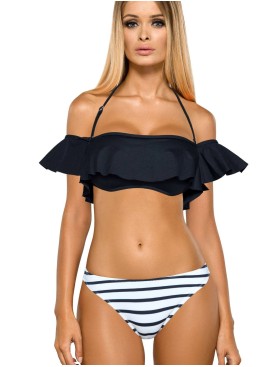 Купальник бандо Lorin L5054/8, Цвет: черный/белый, Размеры: S, изображение 3