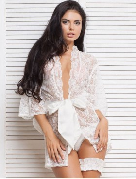 Кружевной пеньюар OPIUM ISTINTO 702 молочный, Цвет: молочный, Размеры: S/M/L