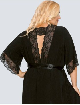 Длинный пеньюар Akcent 505 черный, Цвет: черный, Размеры: 2XL, изображение 2