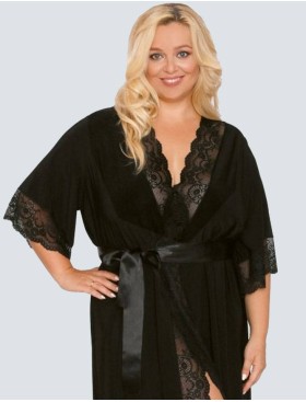 Длинный пеньюар Akcent 505 черный, Цвет: черный, Размеры: 2XL, изображение 3