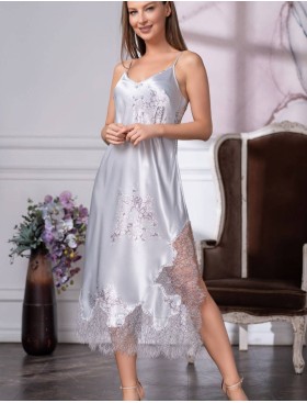 Шелковая сорочка длинная Mia-Amore KELLY 3578, Цвет: жемчужный, Размеры: S