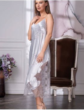 Шелковая сорочка длинная Mia-Amore KELLY 3578, Цвет: жемчужный, Размеры: S, изображение 3