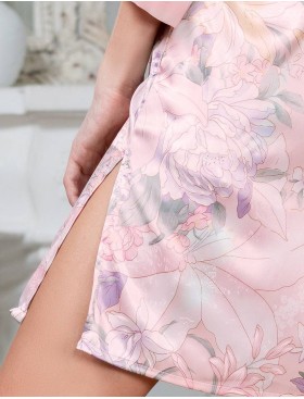 Шелковая рубашка-халат Mia-Amore EDEM 5976, Цвет: розовый, Размеры: M, изображение 5