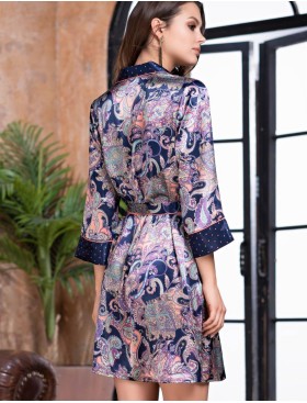 Шелковая рубашка-халат Mia-Amore ETRO 3507, Цвет: темно-синий, Размеры: 2XL, изображение 2