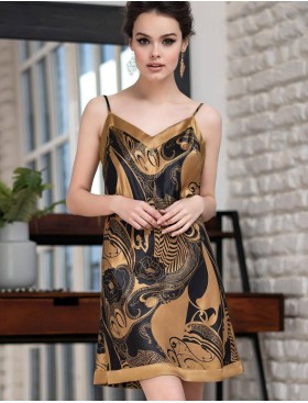 Сорочка шелковая Mia-Amore ANTIKA 3470, Цвет: черный/медный, Размеры: M