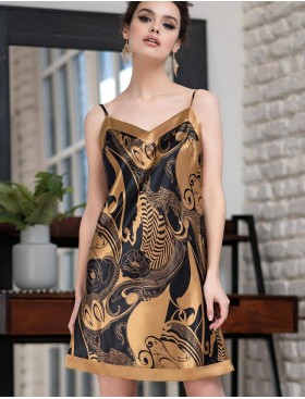 Сорочка шелковая Mia-Amore ANTIKA 3470, Цвет: черный/медный, Размеры: M, изображение 3