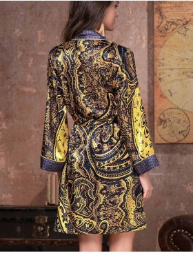 Шелковый халат-кимоно Mia-Amore ARMANI GOLD 3493, Цвет: темно-синий/золотой, Размеры: S/M, изображение 2