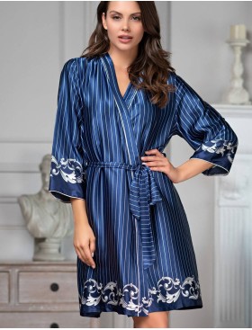 Шелковый халат-кимоно Mia-Amore BAROCCO 8613, Цвет: синий, Размеры: S/M