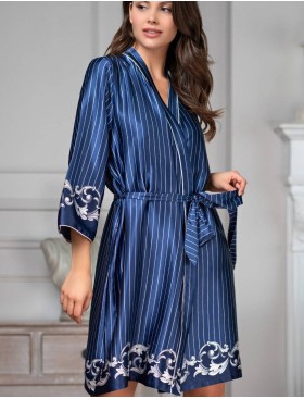 Шелковый халат-кимоно Mia-Amore BAROCCO 8613, Цвет: синий, Размеры: S/M, изображение 3