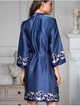 Шелковый халат-кимоно Mia-Amore BAROCCO 8613, Цвет: синий, Размеры: S/M, изображение 2