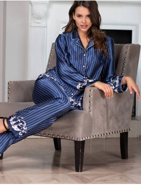 Атласная пижама Mia-Amore BAROCCO 8616, Цвет: синий, Размеры: S, изображение 3