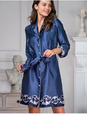 Атласная ночная рубашка Mia-Amore BAROCCO 8617, Цвет: синий, Размеры: L, изображение 3