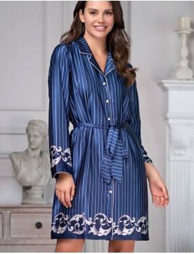 Атласная ночная рубашка Mia-Amore BAROCCO 8617, Цвет: синий, Размеры: L