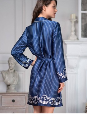 Атласная ночная рубашка Mia-Amore BAROCCO 8617, Цвет: синий, Размеры: L, изображение 2