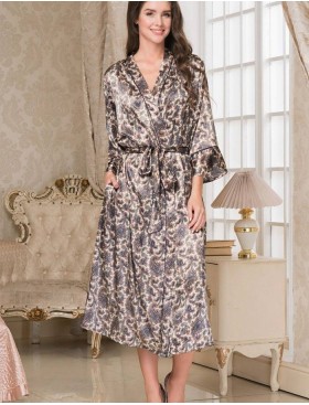 Длинный шелковый халат-кимоно Mia-Amore PERSIA 3409, Цвет: золотистый, Размеры: 2XL/3XL