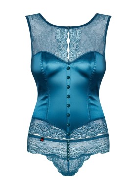 Корсет c трусиками Obsessive MIAMOR CORSET бирюзовый, Цвет: бирюзовый, Размеры: S/M, изображение 3