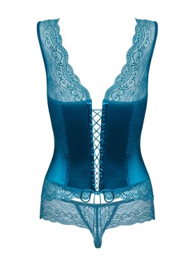 Корсет c трусиками Obsessive MIAMOR CORSET бирюзовый, Цвет: бирюзовый, Размеры: S/M, изображение 4