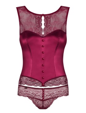 Корсет c трусиками Obsessive MIAMOR CORSET рубиновый, Цвет: рубиновый, Размеры: S/M, изображение 3