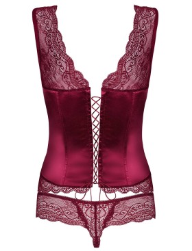 Корсет c трусиками Obsessive MIAMOR CORSET рубиновый, Цвет: рубиновый, Размеры: S/M, изображение 4