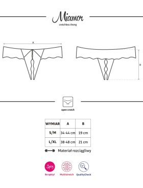 Эротические трусики стринги Obsessive MIAMOR CROTCHLESS THONG черный, Цвет: черный, Размеры: L/XL, изображение 3