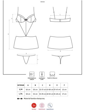 Сексуальная сорочка Obsessive PICANTINA CHEMISE, Цвет: черный, Размеры: S/M, изображение 6