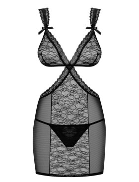 Сексуальная сорочка Obsessive SWANITA CHEMISE черный, Цвет: черный, Размеры: L/XL, изображение 3