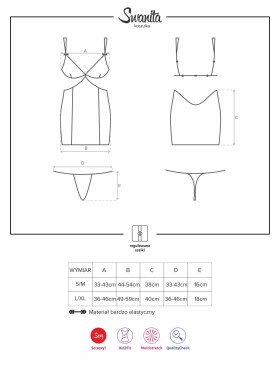 Сексуальная сорочка Obsessive SWANITA CHEMISE черный, Цвет: черный, Размеры: L/XL, изображение 4