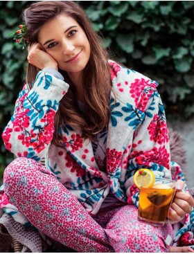 Теплый халат Key LGD 568, Цвет: белый/красный, Размеры: S/M